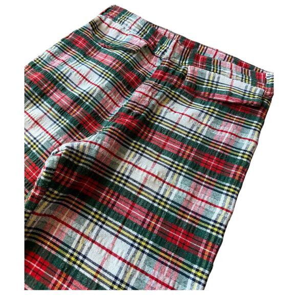 Vintage Handmade Red, Green Plaid high rise wide leg cuffed pants size medium - Picture 2 of 16